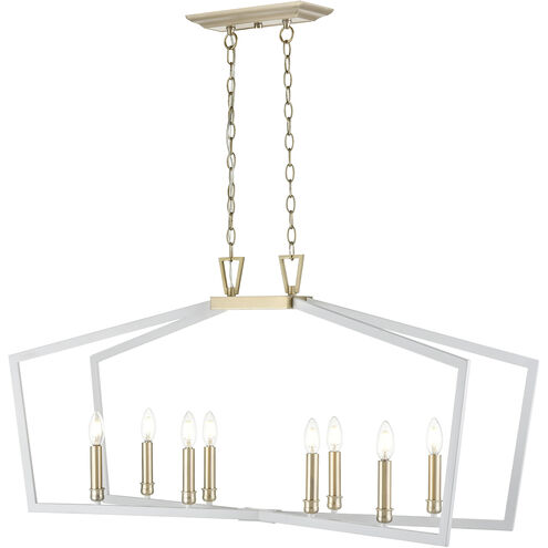 Lizabeth 8 Light 42.25 inch Matte White/Modern Gold Linear Chandelier Ceiling Light